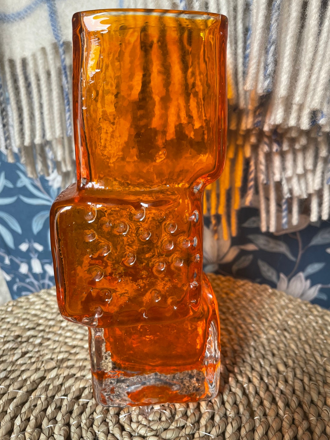 Vintage Whitefriars Drunken Bricklayer Vase Tangerine Geoffrey Etsy