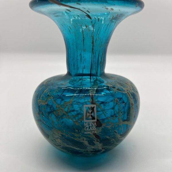 Vintage Mdina Glass Vase Sea and Sand Pattern 1970s Michael Harris