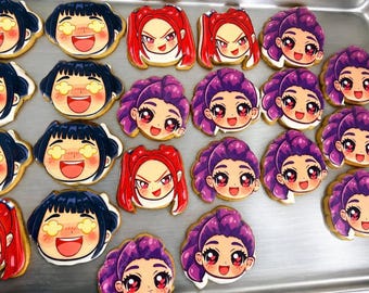 decorated sugar cookies trending singer girls demon purple red black girls royal icing pop stars