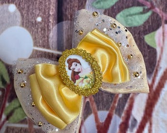 Princess belle hair bow