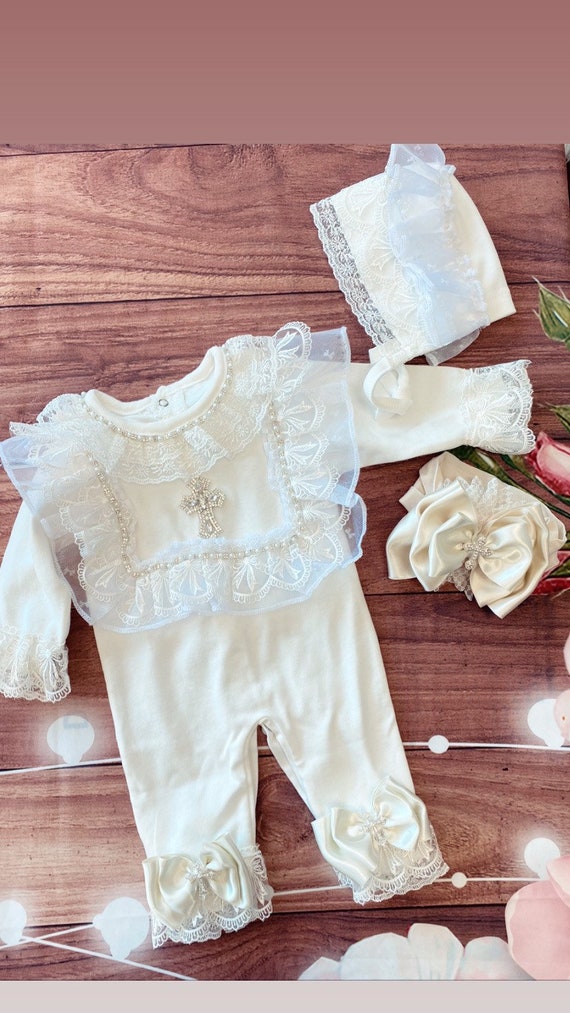 After Christening Romper Set Etsy