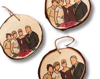 Custom Hand Painted Ornament: Family Portrait, Baby’s 1st Christmas, Newlyweds, Engagement, New Home, …