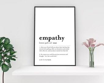 Empathy Definition Printable Poster, Digital Download, Minimalist wall art print, Definition Printable, Funny definition, Black white décor
