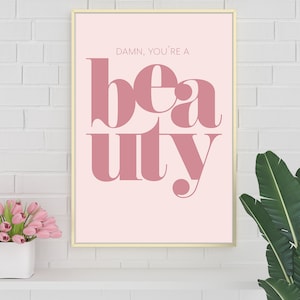 Pink Beauty Printable Poster, Fashion Wall Art, Beauty Art, Fashion Decor, Beauty Decor, Makeup Wall Art, Makeup Decor, Beauty Poster Print