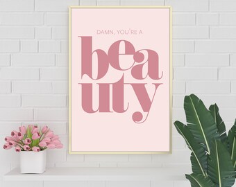 Póster imprimible de belleza rosa, arte mural de moda, arte de belleza, decoración de moda, decoración de belleza, arte mural de maquillaje, decoración de maquillaje, póster de belleza impreso