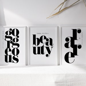 Set of 3 Beauty Wall Art Decor, Makeup Wall Art, Makeup Room Decor, Makeup Poster, Beauty Room Wall Art, Quotes on Beauty, Beauty Slogan Art