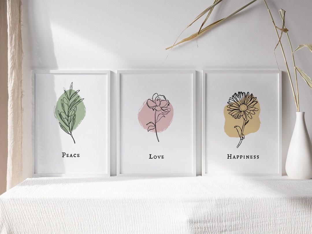 Botanical Print Multipack, Set of 3 Flower Wall Art, Botanical Wall Art ...