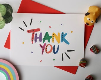 Colorful Thank You Greeting Card | Personalised Thank You Card