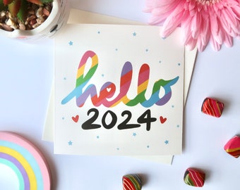 Hello 2024 | Happy New Year Card | Happy Holidays Card | Seasons Greetings | Personalised New Year Card