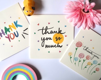 Pack of 3! Thank You Cards | Colorful Thank You Greeting Cards