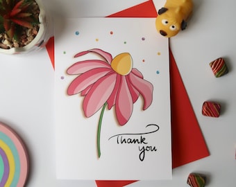 Floral Thank You Greeting Card | Colorful Thank You Greeting Card | Personalised Thank You Card