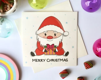 Merry Christmas Card | Cute Santa Card | Family Christmas Card | Seasonal Greetings Card | Personalised Christmas Card | Holiday Cards