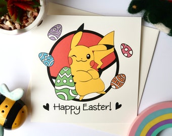 Pikachu Pokemon Happy Easter Card | Happy Easter Greetings | Personalised Greetings Card
