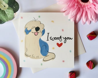 I Woof You Love Card | Dog Love Card | Pet Lover Greeting Card | Love, Anniversary & Valentines Day Card