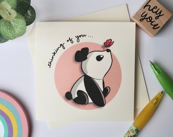 Cute Panda Thinking of You Card | Thinking of You Greeting Card | Cute Panda Greeting Card