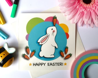 Bunny Happy Easter Card | Happy Easter Greetings | Personalised Greetings Card