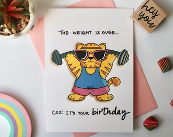 Gym Buddy Birthday Card | The Weight is Over Coz' it's Your Birthday | Happy Birthday Card | Fun Birthday Wishes