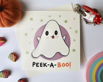 Peek-A-Boo Happy Halloween Card | Happy Halloween Card | Spooky Season Card | Cute Ghost Card |  Halloween Ghost Card