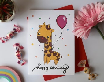 Cute Giraffe Happy Birthday Card