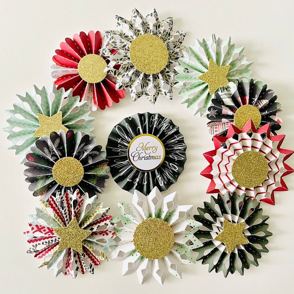 Handmade Embellishments Card Stock Paper Rosettes Medallion/Accordion Die Cuts Party Pinwheels Chunky Ephemera Card Making Stamping Supplies