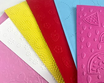 Embossed Card Stock Paper, Summer Card Fronts, Handmade Pressed Pattern Card Panels,