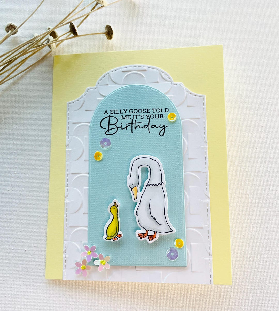 Handmade Birthday Card, Cute Baby Geese, Silly Goose, Hand Stamped ...