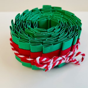 Sewn Paper Ruffles Card Stock Ribbon Alternative Red Green Christmas Trim Crafting Supply Ephemera Mixed Media Junk Journal Embellishments