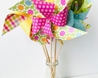 Paper Pinwheels, Easter Decor, Birthday Favors, Baby Shower, Table Centerpiece, Party Decorations, Photo Prop, 1st Birthday
