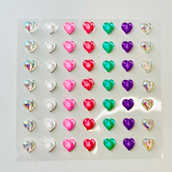 Hearts Valentine Stickers Self-Adhesive Gems Sparkly Sticky Gem Glitter Embellishments Half Dome Puffy Stickers Resin Epoxy Sticker Sets