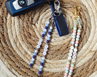 Personalized key ring - Bag charm - Acrylic beads