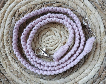 Telephone cord - telephone handle - telephone jewel - powder pink macramé