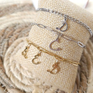 Pulsera personalizada - Pulsera de letras - Pulsera con inicial de corazón - Acero inoxidable