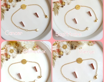 Zodiac constellation bracelet - Astrological sign - Zodiac sign - gold stainless steel