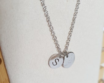 Collier cœur & initiale lettre personnalisée - acier inoxydable