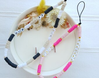 Personalized phone jewelry - phone charm - heishi beads