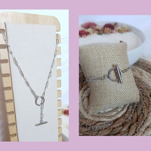 Paper clip chain bracelet and necklace - T clasp - stainless steel