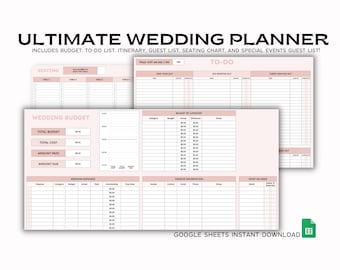 Google Sheets Ultimate Wedding Planner Spreadsheet Template - Instant Digital Download
