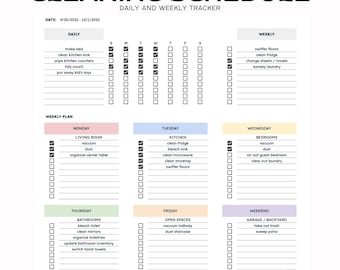 Druckbare Google Sheets Reinigungsplan Planer Kalkulationstabelle Vorlage - Sofortiger digitaler Download