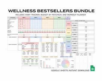 Wellness Bestseller Spreadsheet Vorlagen Bundle - Sofortiger digitaler Download