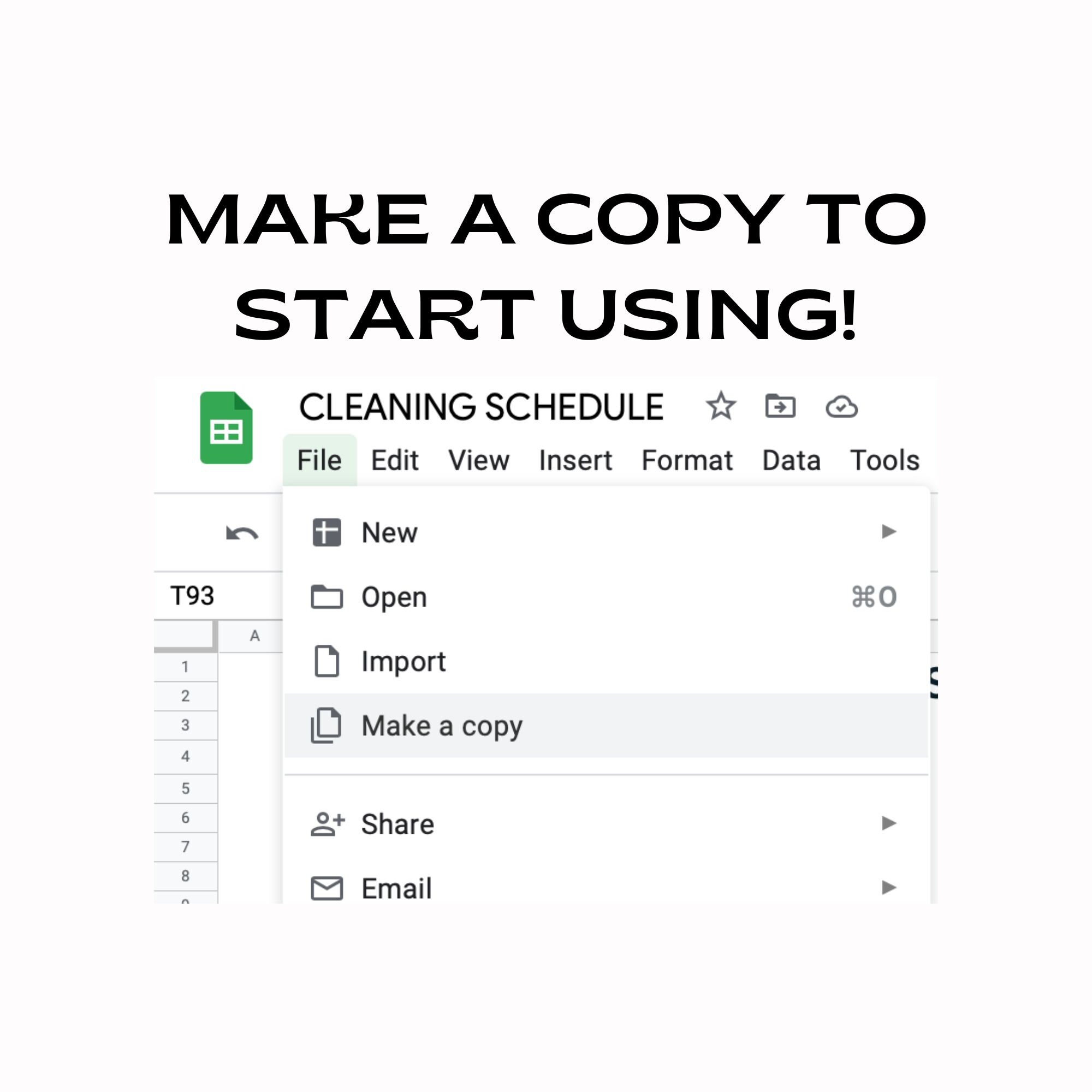 Printable Google Sheets Cleaning Schedule Planner Spreadsheet Template ...