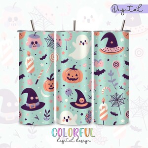 Halloween Tumbler Pack - Wrap - 10 designs - Pastel Colors - Skinny 20 oz - Digital PNG - Digital Download