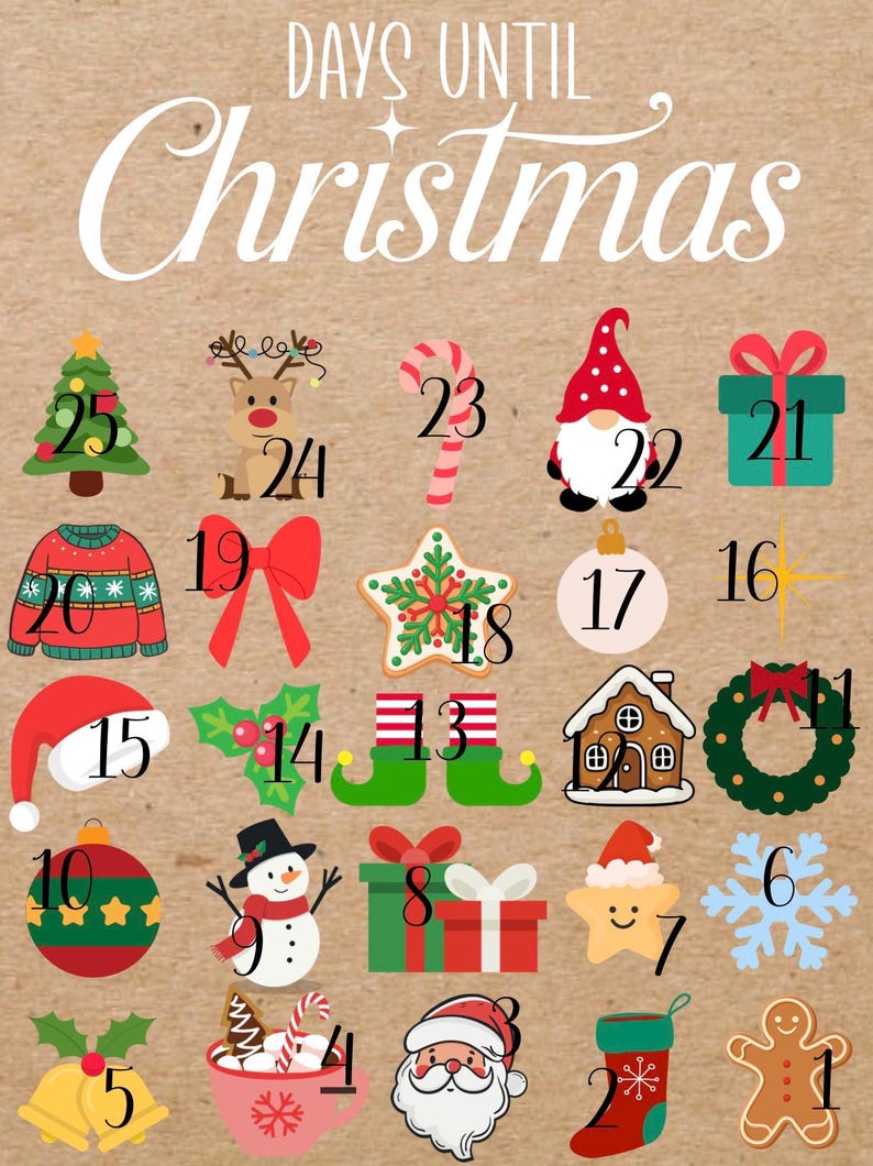 Christmas Countdown Template - Etsy