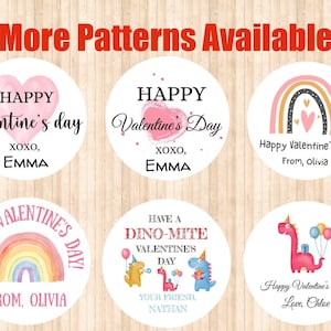 Custom Happy Valentine's day stickers, Personalized valentine's day stickers, Kids valentines for School / Classroom valentines labels heart