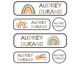 Rainbow Name Labels: Waterproof School Supply Stickers