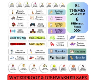 Etichette personalizzate impermeabili con nome: scuola, asilo nido, campeggio