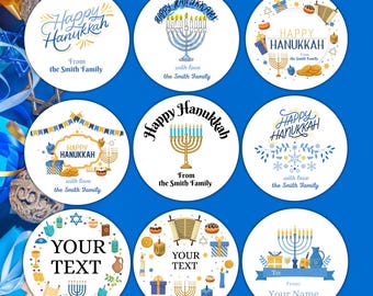 Adesivi personalizzati per Hanukkah: etichette regalo personalizzate per regali, bomboniere e confezioni per Hanukkah