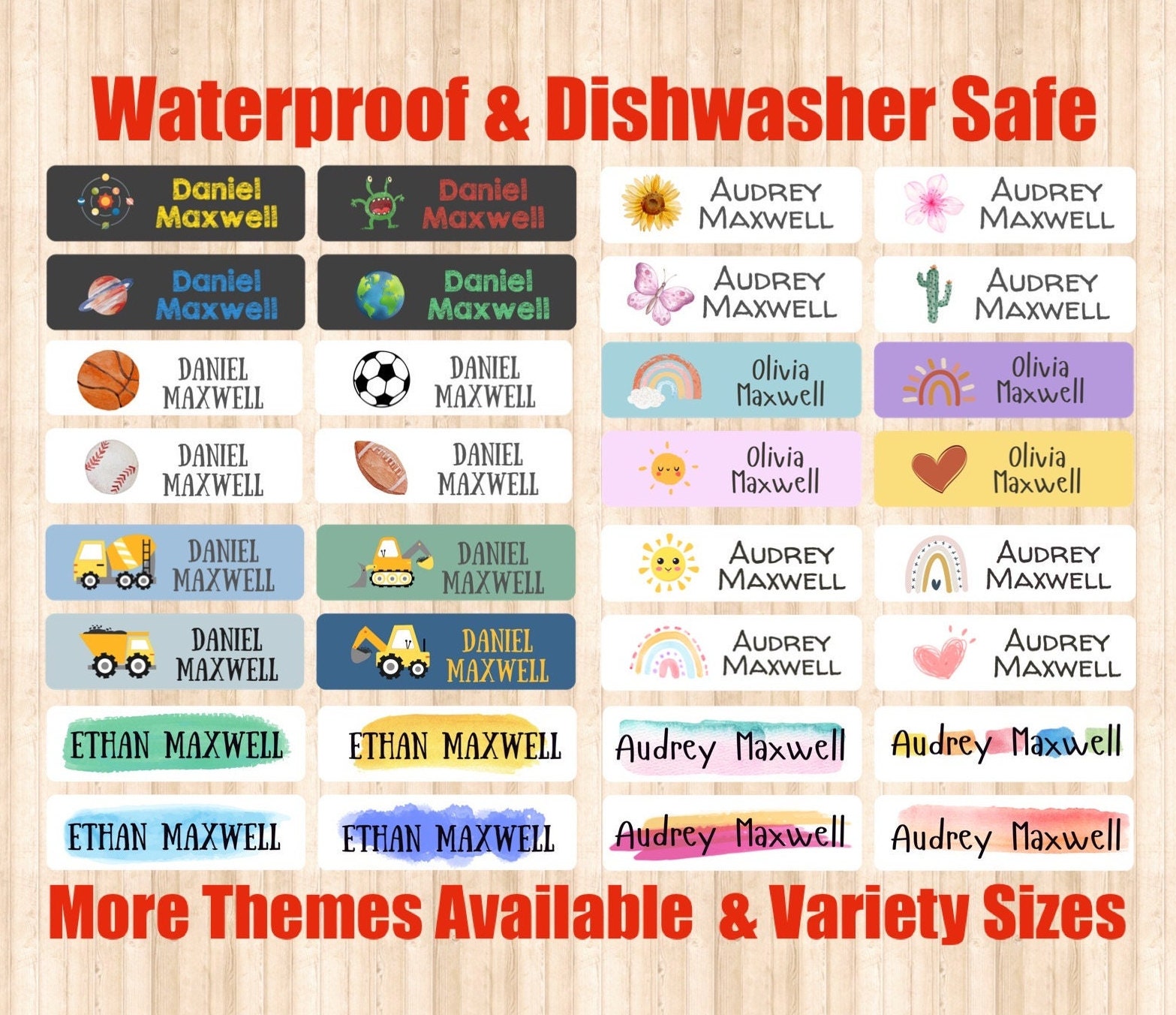 100 Personalized Clothing Labels for Kids Washable Sew in/Iron on Name  Labels for Clothing for Daycare, School, Nursing Homes, Camp - 1.5x0.55