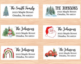 30 Christmas Return Address Labels, Holiday Address Labels, Christmas Tree, Watercolor, Return Address Labels, Personalized, Merry Christmas