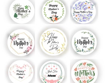 Custom Happy Mother's Day Stickers: Floral Labels