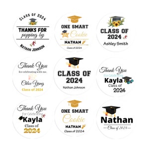 Pegatinas de graduación personalizadas / Pegatinas de la clase de 2024 / Pegatinas personalizadas / Etiquetas personalizadas / Fiestas de graduación
